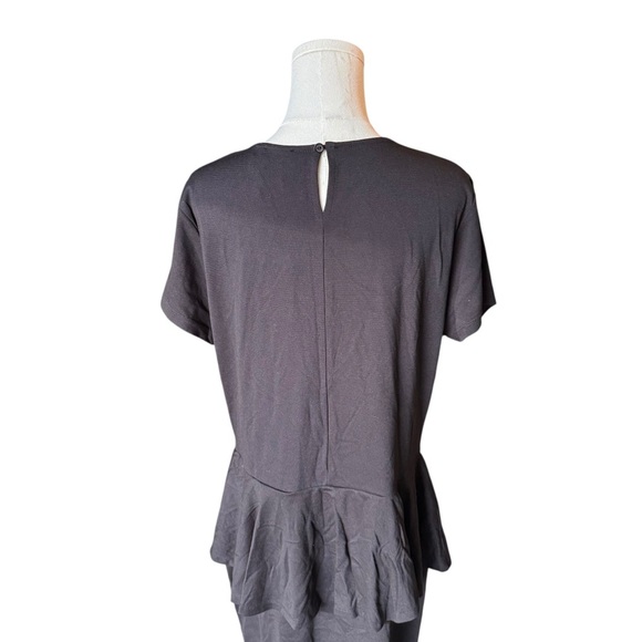 ASOS Curve - NWT Black Peplum Hem Short Sleeve Preppy Dress Sz 18 US / 22 UK - Picture 5 of 8